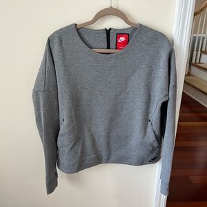 Women’s Heather Gray Nike Crewneck Long Sleeve with Zip Up Back Detail